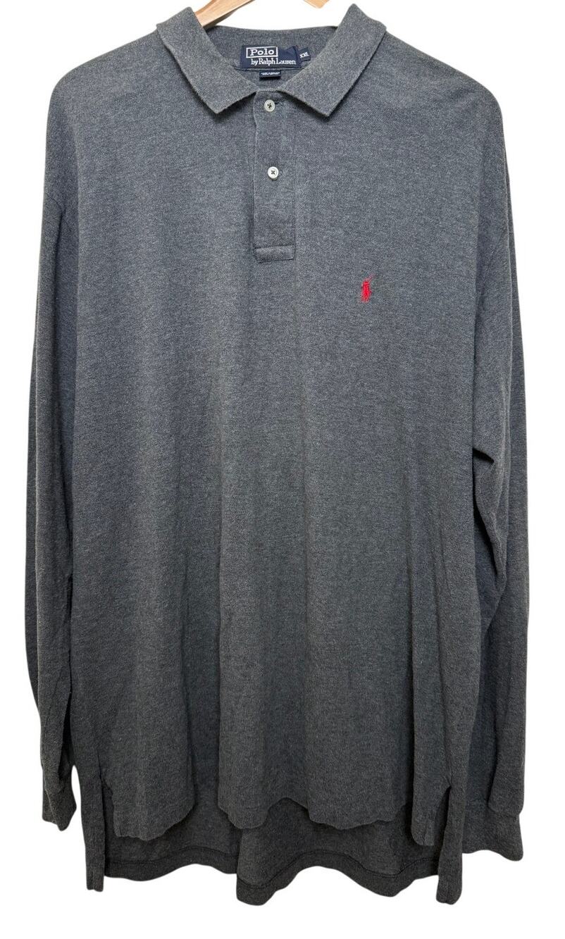 Polo Ralph Lauren Gray Long Sleeve Red Pony Size XXL Vintage Preppy Minimalist
